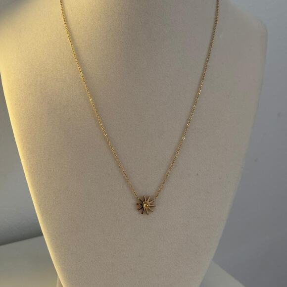 Unbranded Jewelry - Gold Sun Necklace Stainless Steel Minimalist Starburst Pendant Dainty